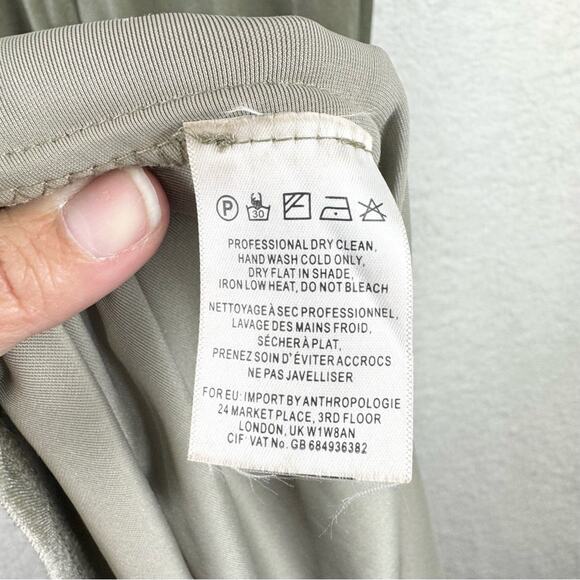 Jenny Yoo Anthro BHLDN Ellis Flutter-Sleeve Open-Back Velvet Gown Green Sz 10 - Picture 13 of 14